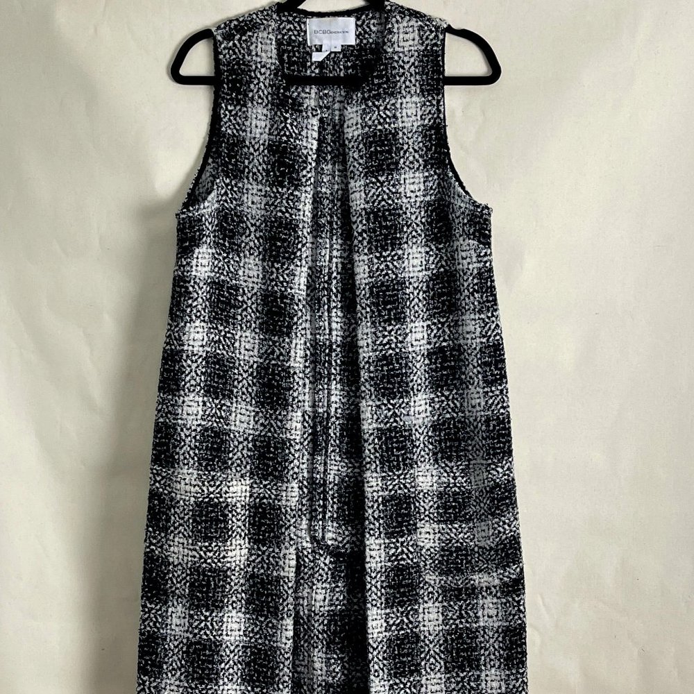 BCBGeneration, Size Medium, black and white plaid vest jacket